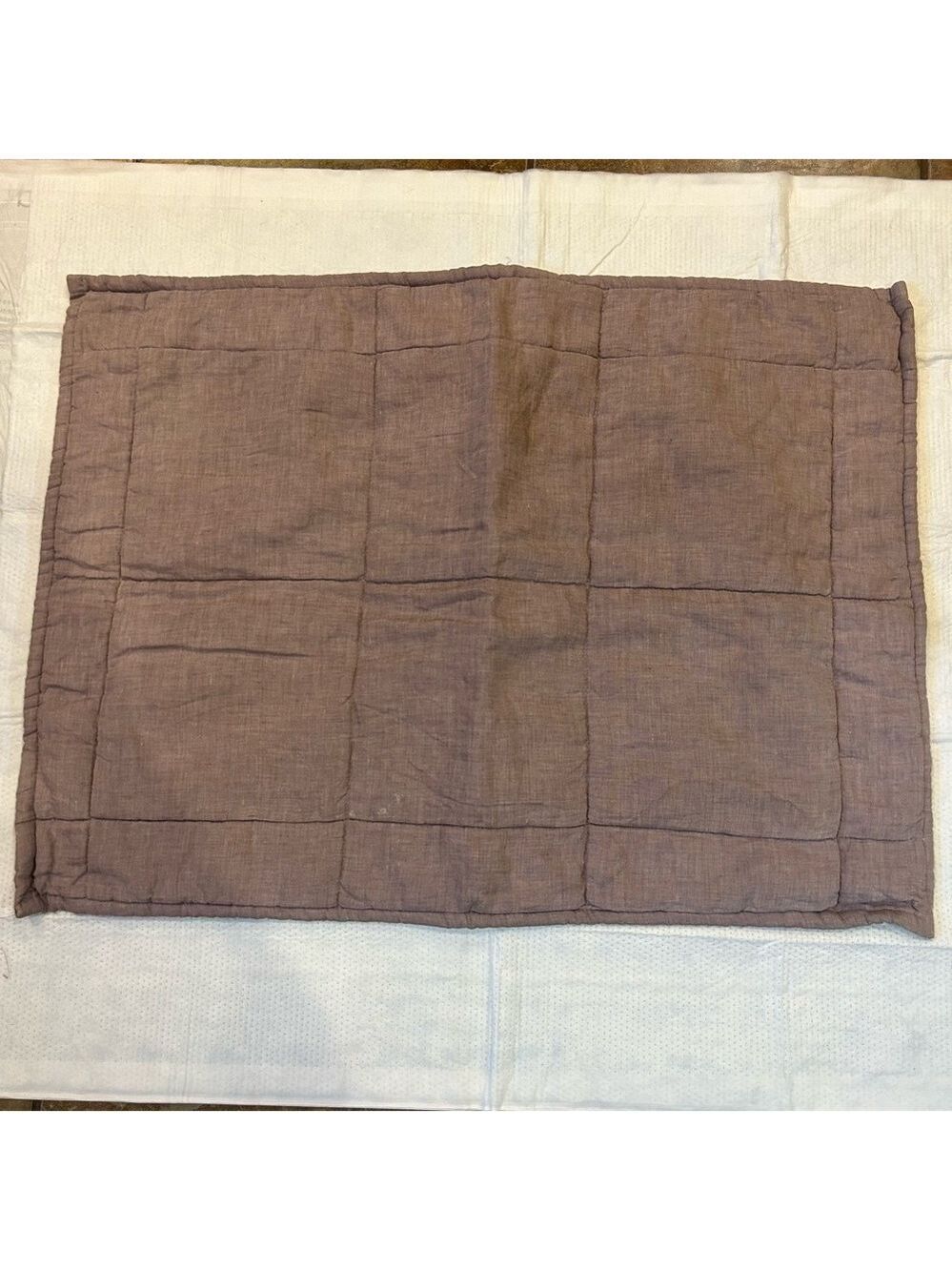 Restoration Hardware Standard Pillow Sham Gray Hand Quilted Belgian Linen 21x28”
